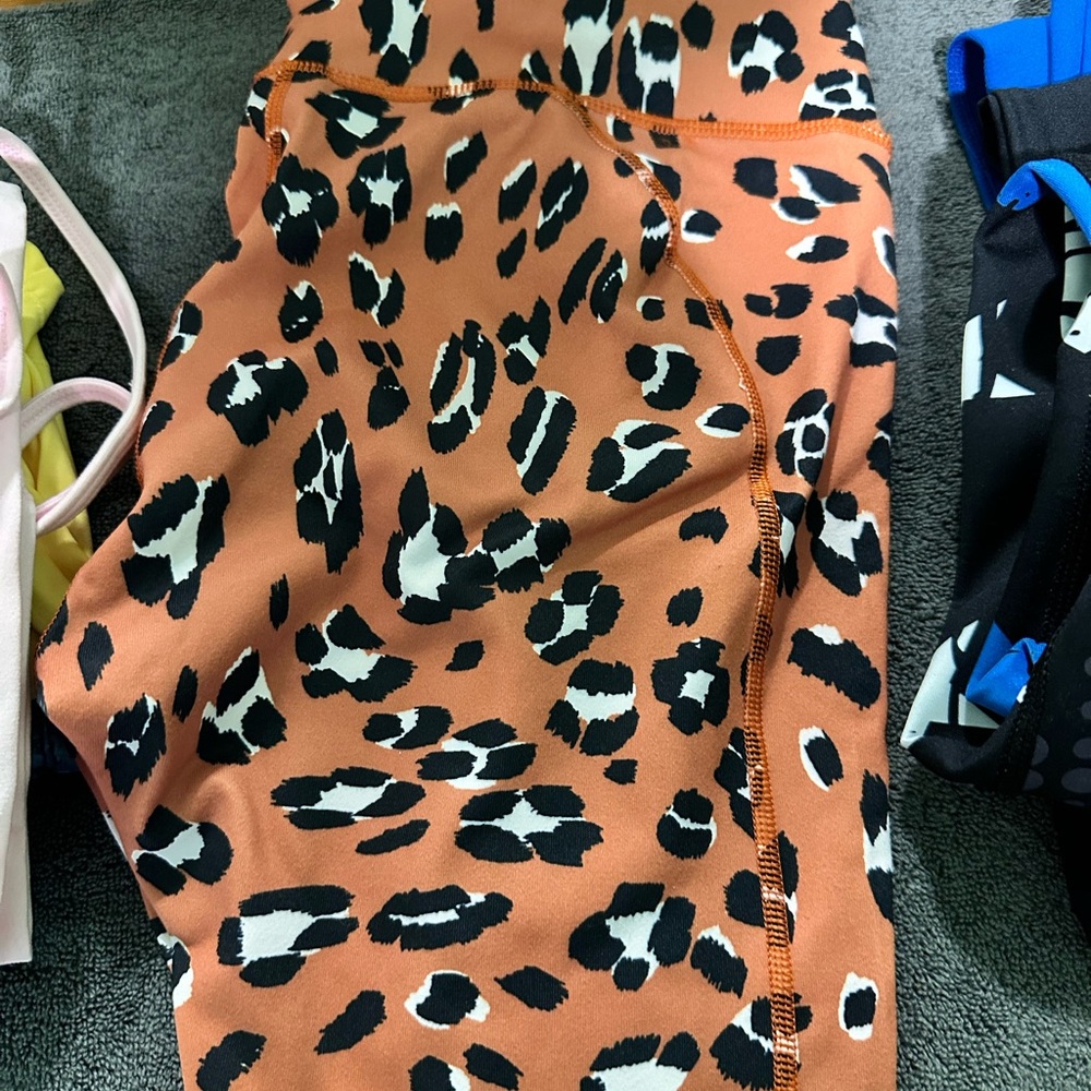 Fabletics Leopard Print Leggings - Black and Brown